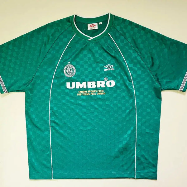 [BUNJANG] Umbro Green Stripe Jacquard Round Hem Short Sleeve Jersey (Size 105) / 엄브로 반팔 져지 그린 스트라이프 자카드 라운드 반팔(105)