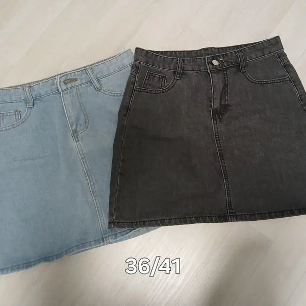 [BUNJANG] Denim Skirt Set (Light Blue/Dark Blue) / 새)데님 스커트 청치마 연청/진청 세트