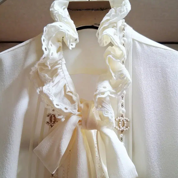 [BUNJANG] Luxury Frill Blouse - Ivory / 럭셔리 프릴 아이보리 브라우스