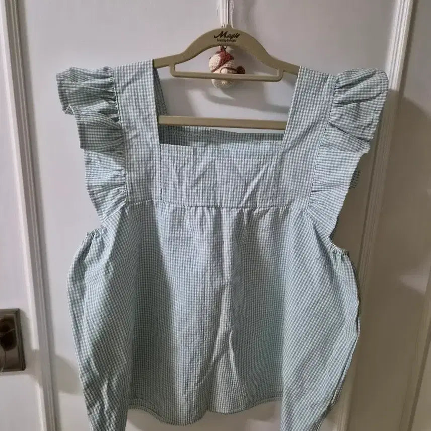 [BUNJANG] Mint Check Frill Pajama & Loungewear Set - New Condition / 민트 체크 프릴 상하의세트 잠옷 홈웨어 ㅡ 새제품이나 마찬가지