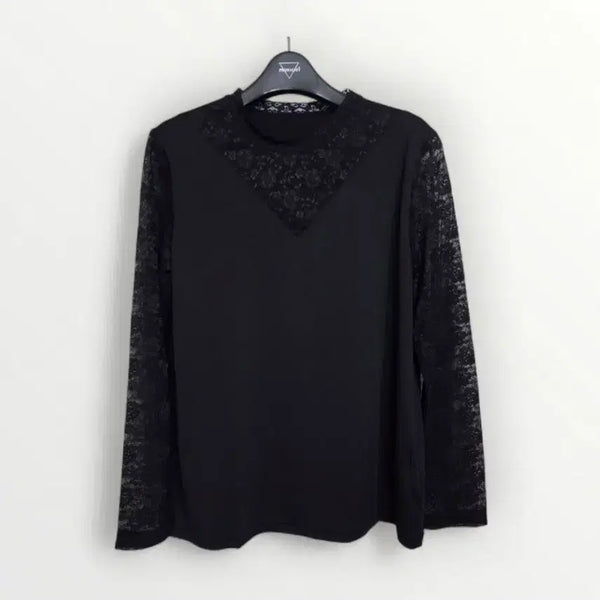 [BUNJANG] Women's Long Sleeve T-Shirt with Lace, Size 77 / 새상품 77 여성 긴팔 티셔츠 스판 긴팔티 레이스 여자 100 새제품