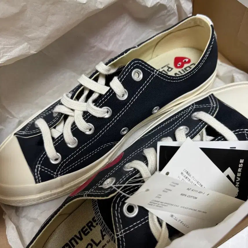 [BUNJANG] Comme des Garçons x Converse Chuck Taylor All-Star Low 'Black' (New) / 꼼데가르송 컨버스 블랙 로우 265 (새상품)