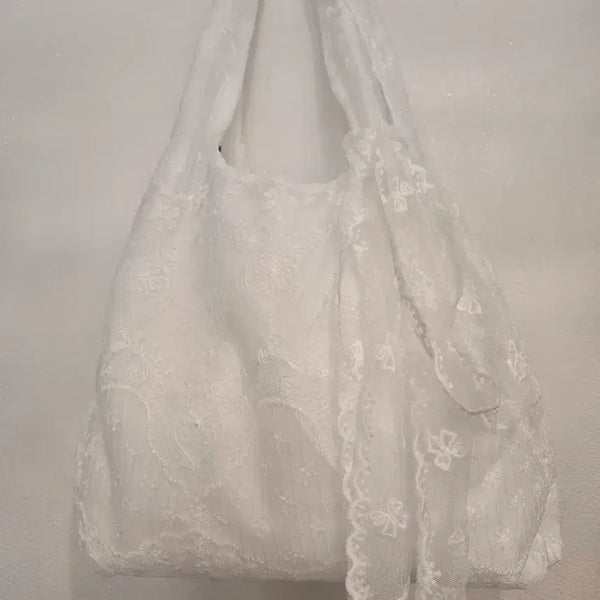 [BUNJANG] White Lace Shoulder Bag / 화이트 레이스 숄더백(새상품)