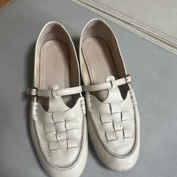 [BUNJANG] SJ.SJ Natural Cowhide Loafers Beige 245 / SJ.SJ 여성 로퍼 천연 소가죽 베이지 245