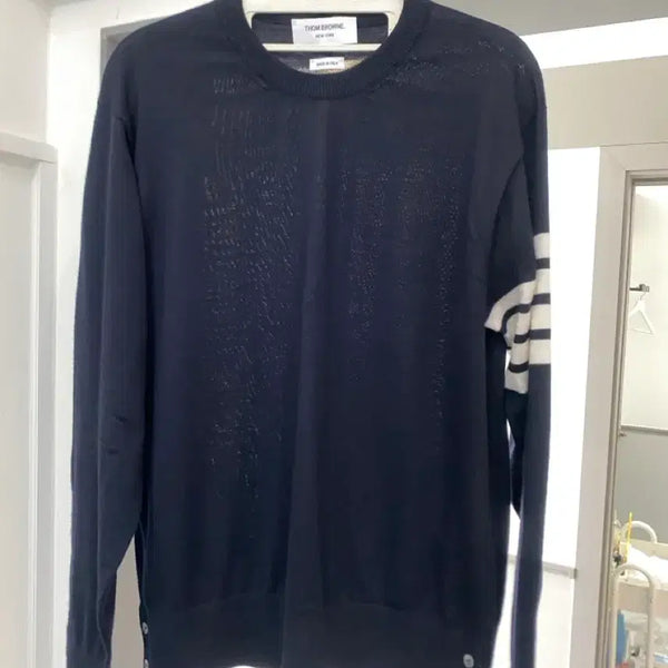 [BUNJANG] Thom Browne Four-Bar Armband Knit Navy Size 4 / 톰브라운 4선 완장 니트 네이비 4사이즈