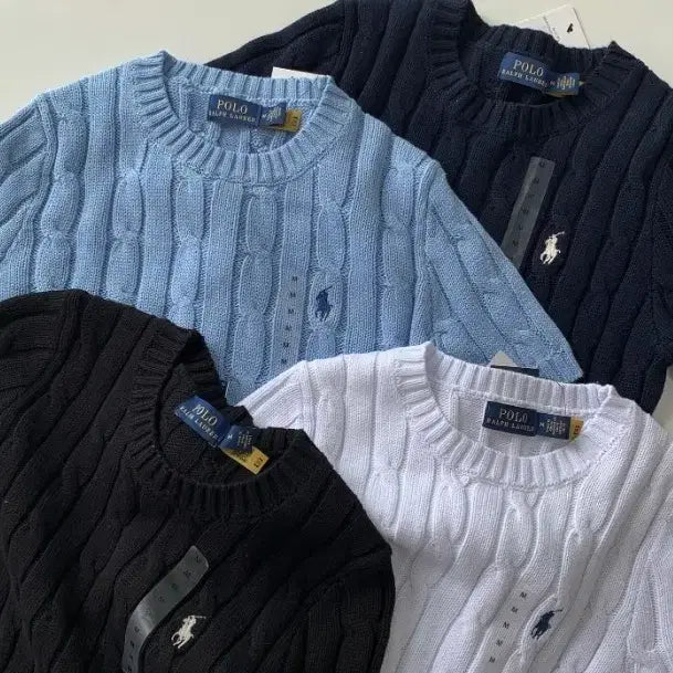 [BUNJANG] Polo Ralph Lauren Cable Knit Sweater / 폴로 랄프로렌 케이블 니트 블랙/화이트/네이비/스카이블루