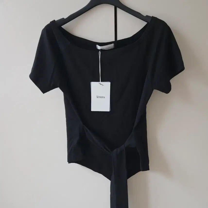 [BUNJANG] Laterra Asymmetric Hem Strap Short Sleeve T-Shirt / 레테라 허리끈 언발 반팔 티셔츠(새상품)
