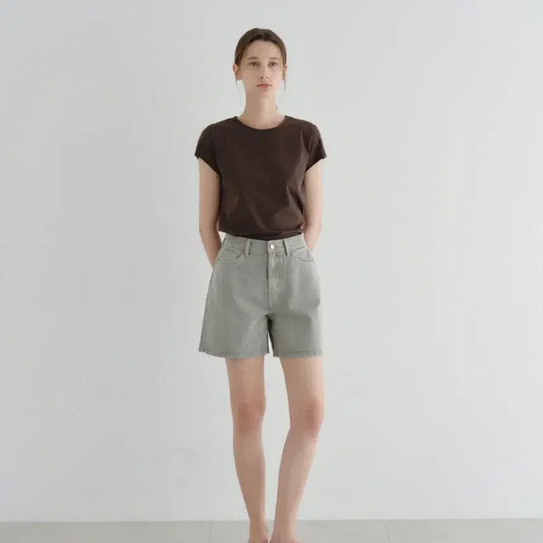 [BUNJANG] Eloju E2507 Shorts Mint Grey Size 36 (S) / 엘로주 E2507 쇼트데님 민트그레이 36(S) 상태좋음