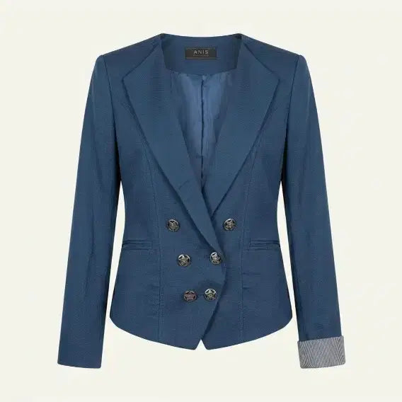 [BUNJANG] ANIS Double Breasted Tailored Jacket (Dusty Blue Navy, Size 66) / (새상품85%)아니스(ANIS) 더블 브레스트 테일러드 재킷
