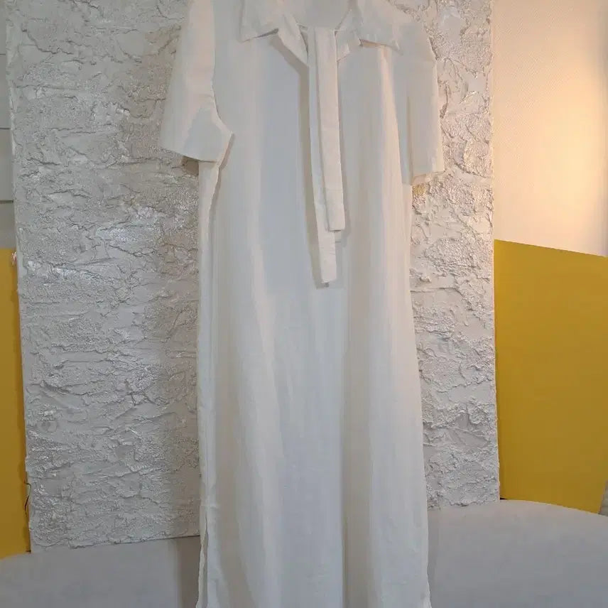 [BUNJANG] Nylon Blend Belted Long Dress / 바스락 나일론혼방 벨티드 롱원피스