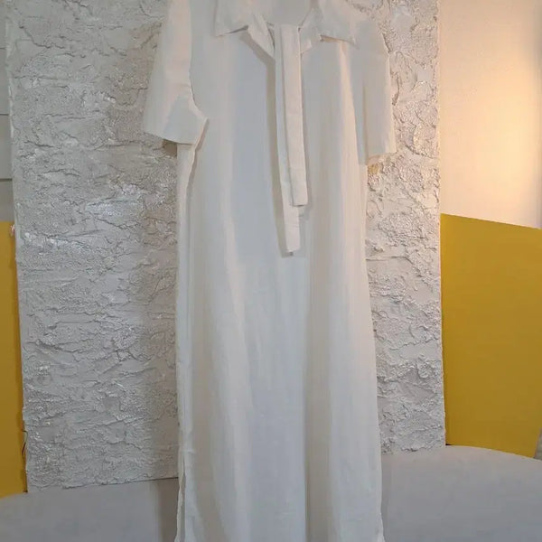 [BUNJANG] Nylon Blend Belted Long Dress / 바스락 나일론혼방 벨티드 롱원피스