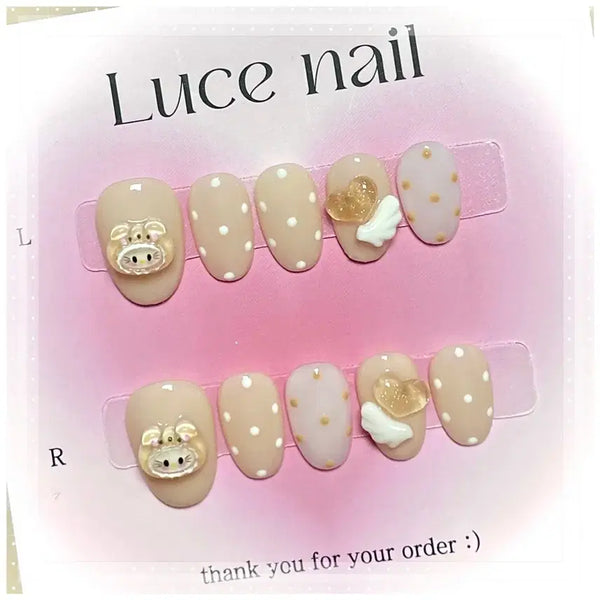 [BUNJANG] Beige Kitty Nail Tips (Limited Edition) / 베이지키티 네일팁(한정판매)