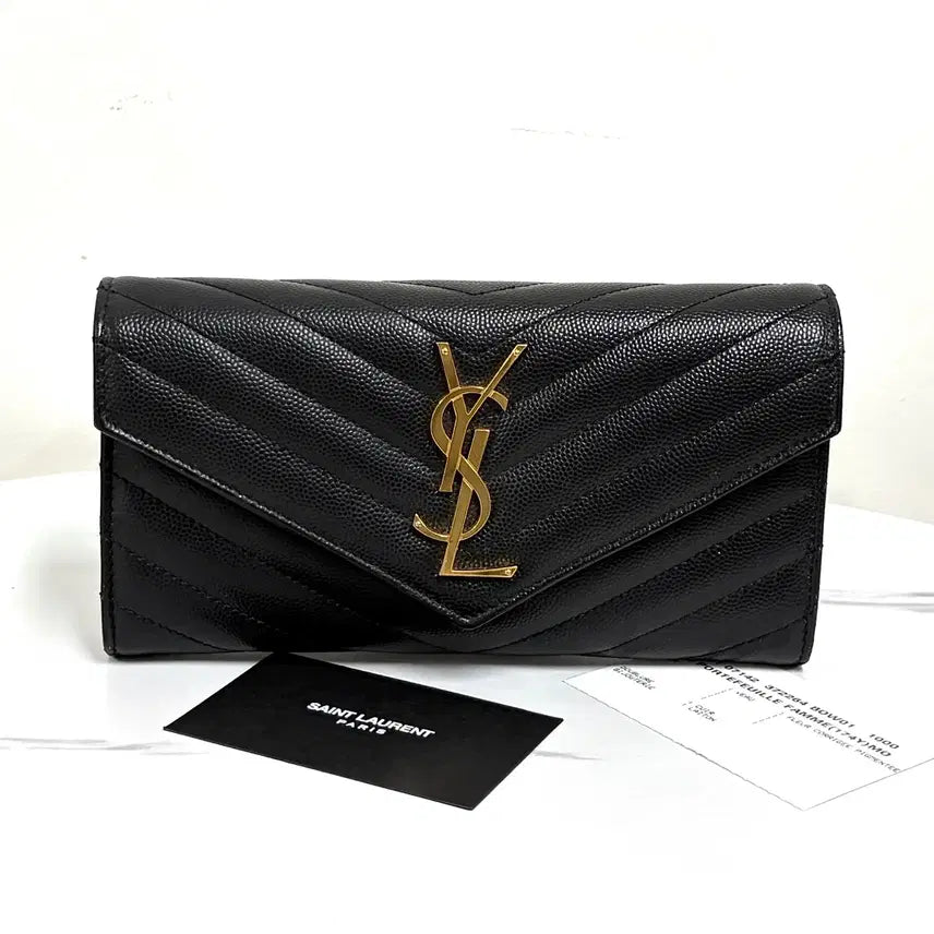 [BUNJANG] Saint Laurent Monogram Bi-fold Wallet Black / 생로랑 모노그램 여성 장지갑 블랙 (372264)