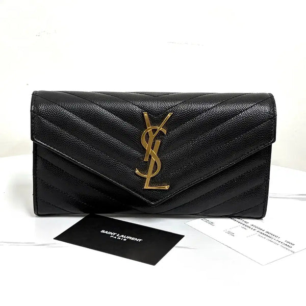 [BUNJANG] Saint Laurent Monogram Bi-fold Wallet Black / 생로랑 모노그램 여성 장지갑 블랙 (372264)
