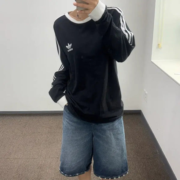 [BUNJANG] Adidas Fire Logo Black Track Top Long Sleeve / Adidas 아디다스 파이어로고 블랙 트랙탑 롱슬리브