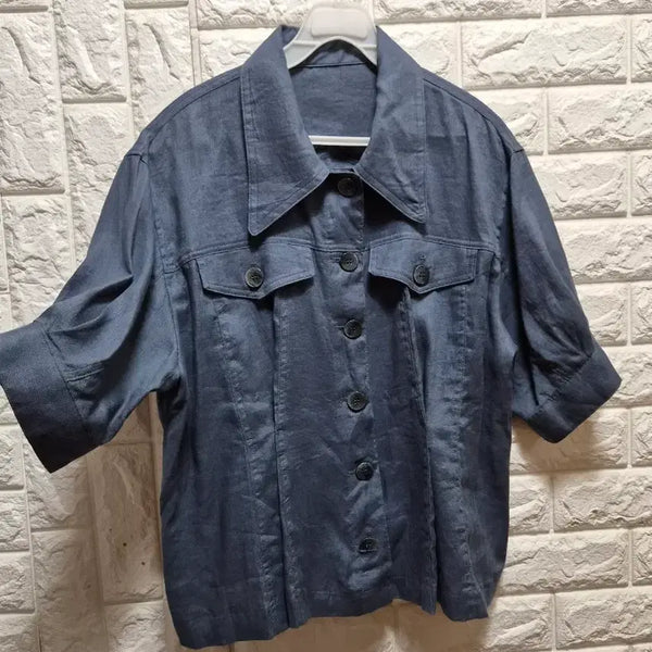 [BUNJANG] 100% Linen Jacket M Navy / 린넨100자켓M