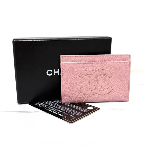 [BUNJANG] Chanel Caviar CC Logo Card Holder Pink / 샤넬 캐비어 CC 로고 카드지갑 핑크