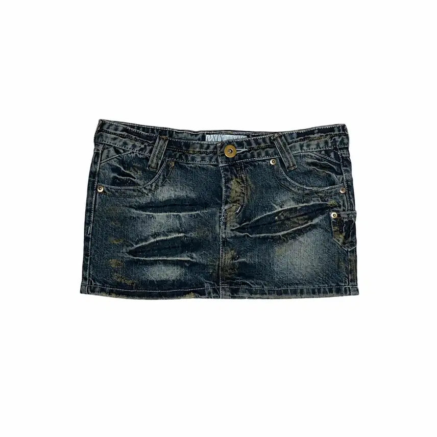 [BUNJANG] ArchiveX Y2K Washed Denim Micro Skirt / 아카이브엑스 y2k 워싱 데님 마이크로 스커트