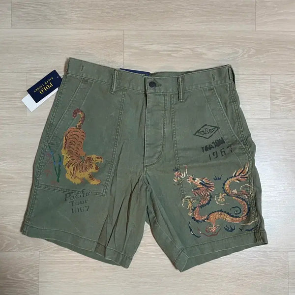 [BUNJANG] Polo Ralph Lauren Khaki Dragon Tiger Shorts / 폴로 랄프로렌 카키 드래곤 타이거 반바지 32 사이즈