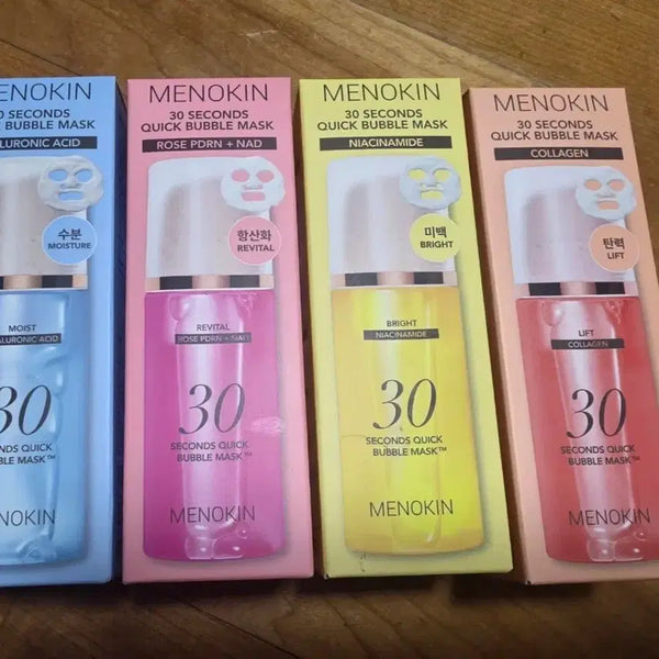 [BUNJANG] Menokin 30-Second Quick Bubble Mask Set (Hyaluronic Acid, Rose, Niacinamide, Collagen) / 메노킨 30초 퀵 버블 마스크 (히알루론산/장미/나이아신아마이드/콜라겐)