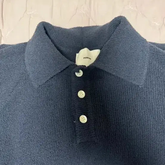 [BUNJANG] Paren Short-Sleeve Knit Polo Navy Size 3 / 퍼렌 반팔 니트 폴로 3사이즈 네이비