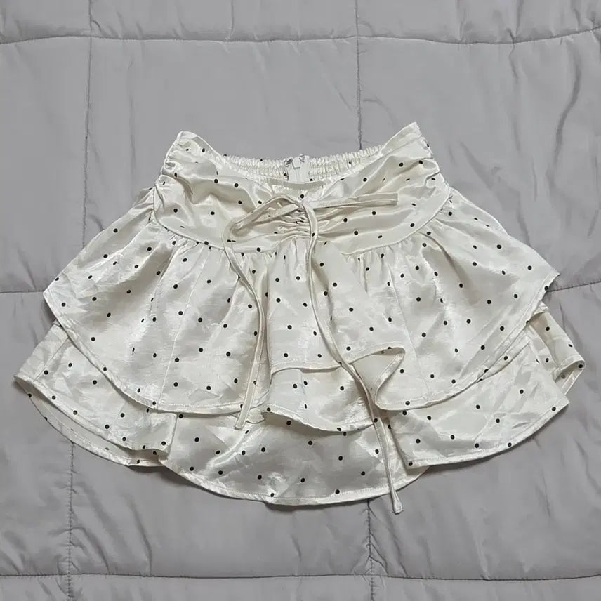 [BUNJANG] GRL Polka Dot Ruffle Tiered Skirt Ivory / grl 도트 아이보리 캉캉 스커트 리본 프릴 일본 빈티지