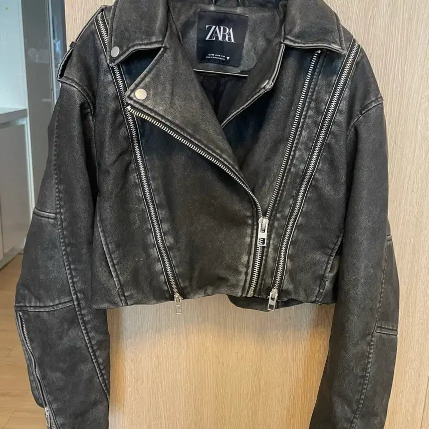[BUNJANG] Zara Women's Leather Cropped Rider Jacket / ZARA 자라 레더 가죽 크롭 여성 라이더 자켓