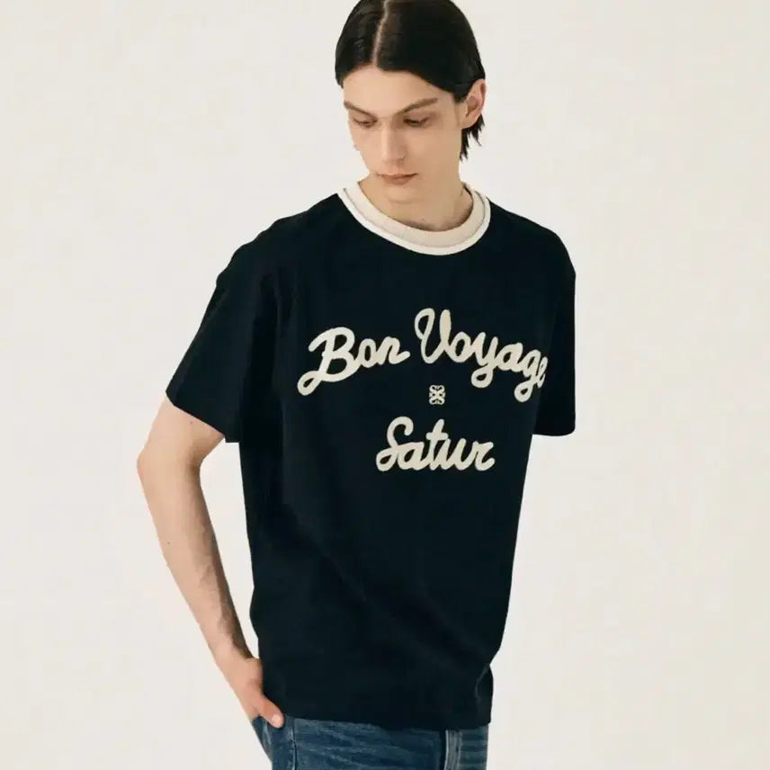 [BUNJANG] SAETTER Logo Embroidered Short Sleeve T-Shirt / 세터 로고 자수 반팔티셔츠