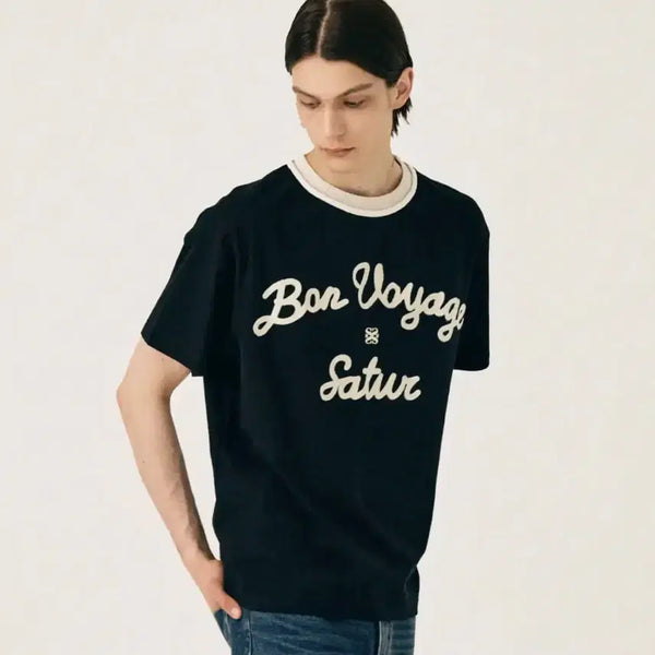 [BUNJANG] SAETTER Logo Embroidered Short Sleeve T-Shirt / 세터 로고 자수 반팔티셔츠