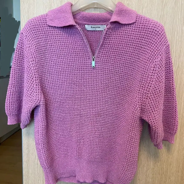 [BUNJANG] 8seconds Short Sleeve Zipper Knit / 8세컨즈 에잇세컨즈 반팔 지퍼 니트