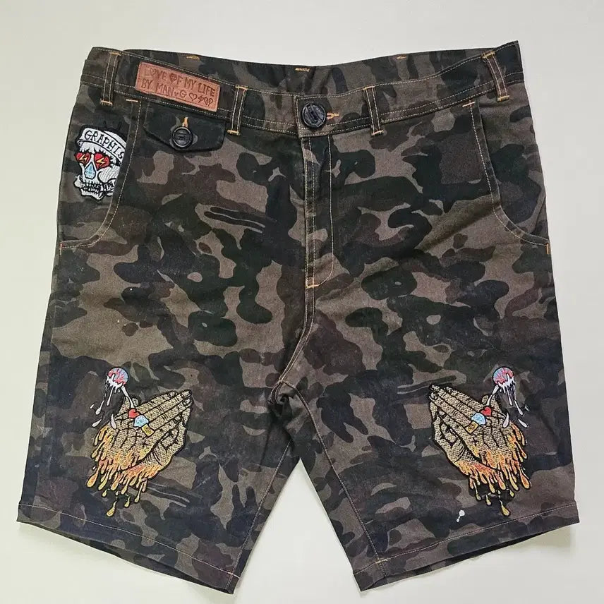 [BUNJANG] GRAFISST MAN.G Embroidered Patch Camo Shorts / 그라피스트만지 Man G 자수 패치 카모 반바지