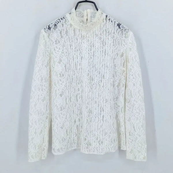 [BUNJANG] LENIBON Women's Summer Lace See-Through Blouse Ivory / 레니본 여성 여름 레이스 시스루블라우스 아이보리 (HU45933)