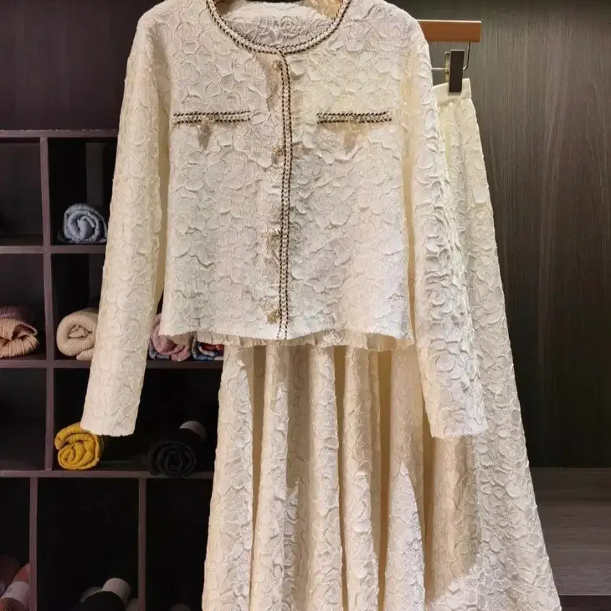 [BUNJANG] Pleated Jacket and Skirt Set / 플리츠. 세트업 자켓 스커트 한세트. 55ㅡ77