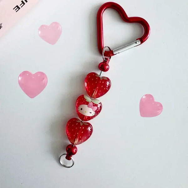 [BUNJANG] Strawberry Kitty Charm Keychain / 새상품) 하트딸기 키티키링