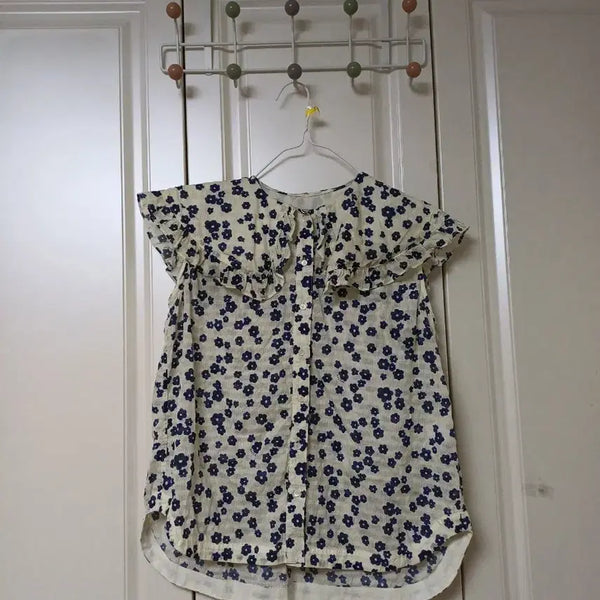 [BUNJANG] Hazzys Floral Ruffle Blouse / 헤지스 꽃무늬 프릴 블라우스 85 (55사이즈)