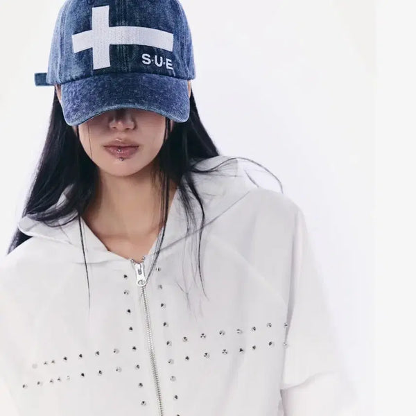 [BUNJANG] SEX Cross Logo Denim Baseball Cap / 셋업이엑스이 크로스 로고 데님 볼캡