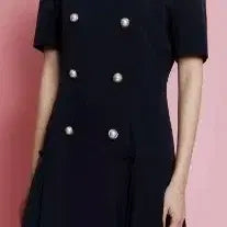 [BUNJANG] Marie Claire Double Button Pleated Navy Dress Size 55 / 마리끌레르 더블 버튼 플리츠 네이비 원피스, 55