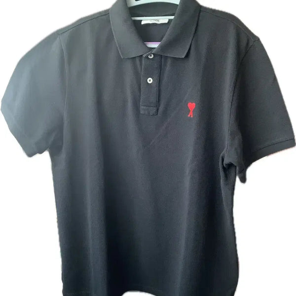 [BUNJANG] AMI Black Short-Sleeve Polo Shirt / 아미 카라티