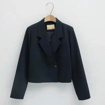 [BUNJANG] NAIN BYR Setup Semi Double Crop Jacket & Skirt Set Navy / 나인 비아르 셋업 세미 더블 크롭 자켓 스커트 셋업, 네이비