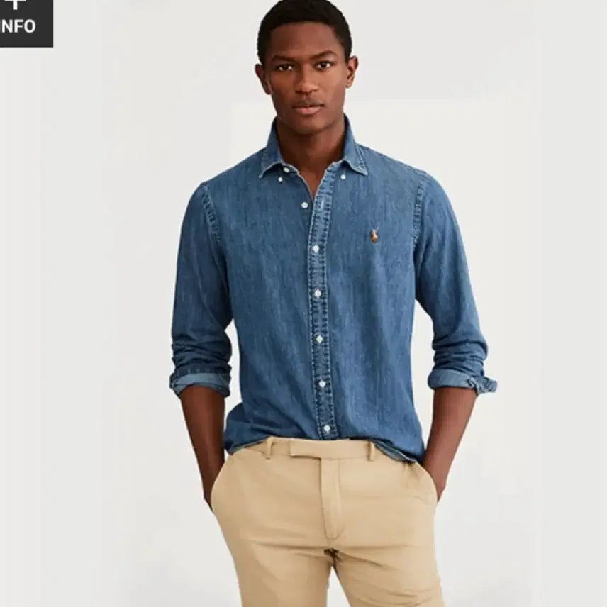 [BUNJANG] Polo Ralph Lauren Men's Classic Fit Chambray Denim Shirt - Dark Indigo, XL / 폴로 랄프로렌 맨 클래식핏 샴브레이 데님셔츠 71 0776162002 진청 XL사이즈