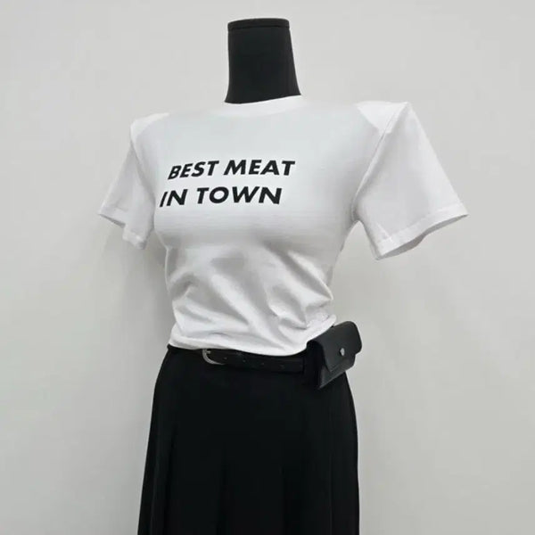 [BUNJANG] Elbossquare Pad T-Shirt White / 엘보스퀘 패드티셔츠 화이트 새상품 (가격내림)