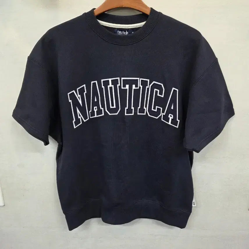 [BUNJANG] Nautica Arch Logo Sweatshirt T-shirt M Oversized Fit / 노티카 아치로고 스웻 맨투맨 반팔 m 오버핏