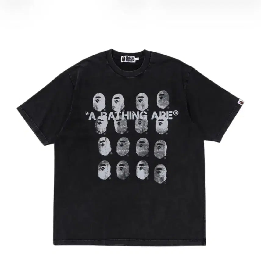 [BUNJANG] BAPE Garment Dyed Logo Relaxed Fit T-Shirt Black L / 베이프 가먼트 다이 로고 릴렉스드 핏 티셔츠 블랙 L