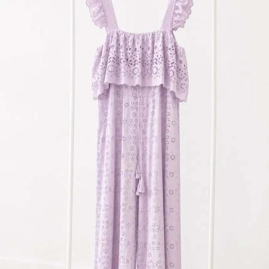 [BUNJANG] Purple Embroidered Jumpsuit / 보라색 자수 점프수트