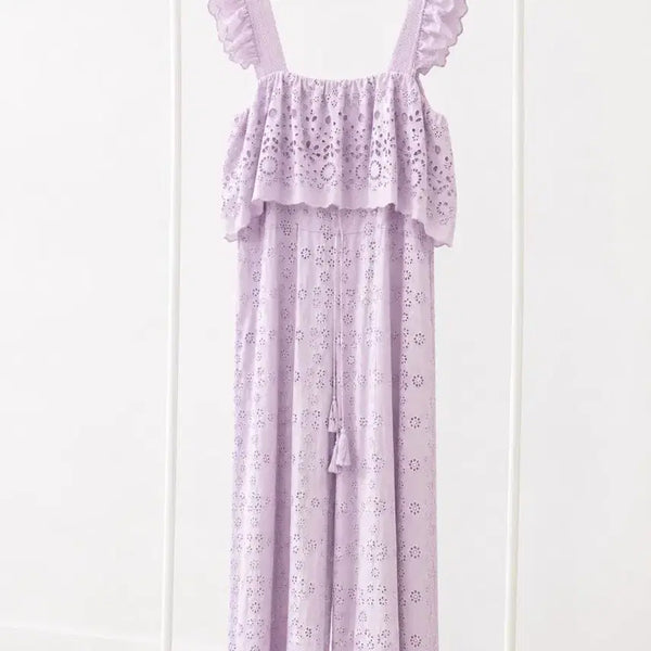 [BUNJANG] Purple Embroidered Jumpsuit / 보라색 자수 점프수트