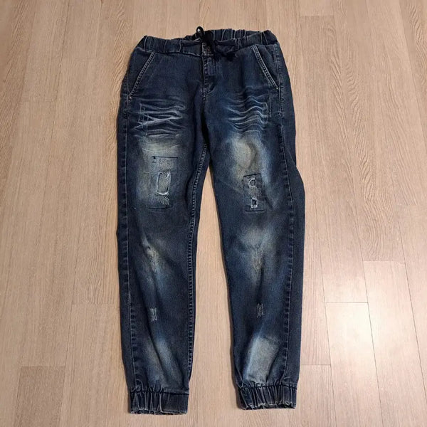 [BUNJANG] Distressed Wash Jogger Denim Pants (Size 34) / 데미지 워싱 조거 데님 팬츠사이즈34