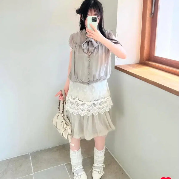 [BUNJANG] Wise Girl Lovely Vintage Blouse / 와이즈걸 빈티지 블라우스 카메 카모메산장 코모레비 지구네 모리노가토 코코모리 미라이클립 닛시 미코하우스 스윙잉서울