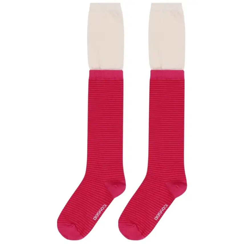 [BUNJANG] COYSEIO Double Layer Stripe Socks Pink / COYSEIO 코이세이오 더블 레이어 스트라이프 삭스 핑크