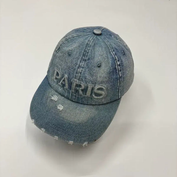 [BUNJANG] PARIS Vintage Washed Denim Ball Cap / PARIS 파리 빈티지 데님 워싱 볼캡 모자