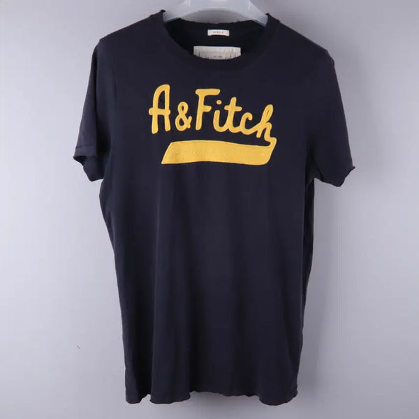 [BUNJANG] Abercrombie & Fitch Vintage Damaged Embroidered Short Sleeve T-Shirt Navy (M) / 아베크롬비 앤 피치 빈티지 데미지 자수 반팔티 네이비 (M)